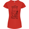 Cat Dont Fight Me Funny Womens Petite Cut T-Shirt Red