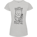 Cat Dont Fight Me Funny Womens Petite Cut T-Shirt Sports Grey
