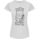Cat Dont Fight Me Funny Womens Petite Cut T-Shirt White