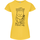 Cat Dont Fight Me Funny Womens Petite Cut T-Shirt Yellow