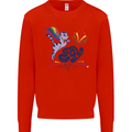 Cat Gay AF LGBT Gay Pride Kids Sweatshirt Jumper Bright Red