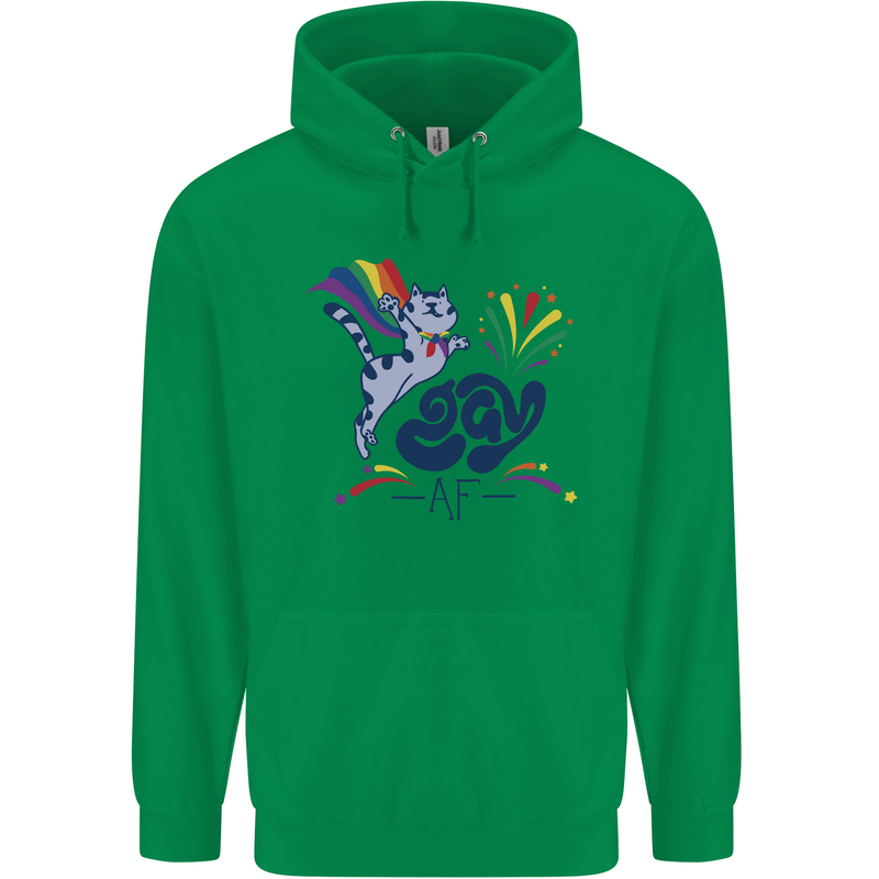 Cat Gay AF LGBT Gay Pride Mens 80% Cotton Hoodie Irish Green