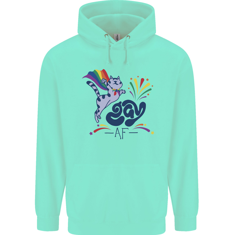 Cat Gay AF LGBT Gay Pride Mens 80% Cotton Hoodie Peppermint