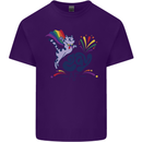 Cat Gay AF LGBT Gay Pride Mens Cotton T-Shirt Tee Top Purple