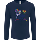 Cat Gay AF LGBT Gay Pride Mens Long Sleeve T-Shirt Navy Blue