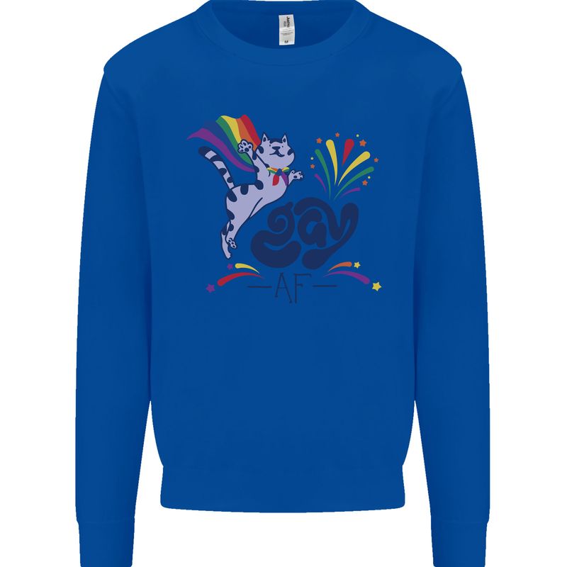 Cat Gay AF LGBT Gay Pride Mens Sweatshirt Jumper Royal Blue