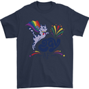 Cat Gay AF LGBT Gay Pride Mens T-Shirt 100% Cotton Navy Blue