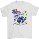 Cat Gay AF LGBT Gay Pride Mens T-Shirt 100% Cotton White