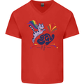 Cat Gay AF LGBT Gay Pride Mens V-Neck Cotton T-Shirt Red