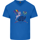 Cat Gay AF LGBT Gay Pride Mens V-Neck Cotton T-Shirt Royal Blue