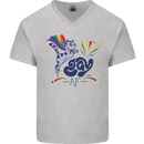 Cat Gay AF LGBT Gay Pride Mens V-Neck Cotton T-Shirt Sports Grey
