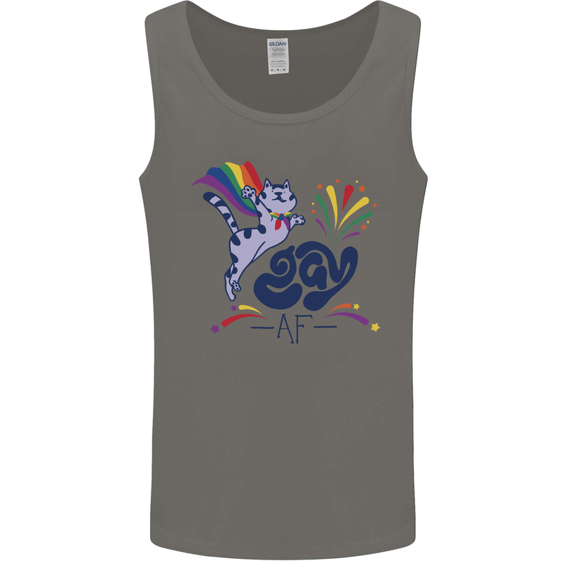 Cat Gay AF LGBT Gay Pride Mens Vest Tank Top Charcoal