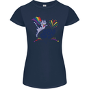 Cat Gay AF LGBT Gay Pride Womens Petite Cut T-Shirt Navy Blue