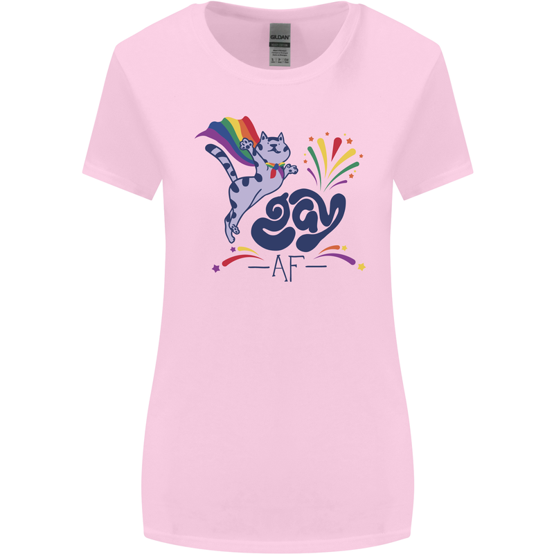 Cat Gay AF LGBT Gay Pride Womens Wider Cut T-Shirt Light Pink