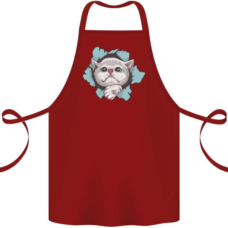 Cat Hole Cotton Apron 100% Organic Maroon