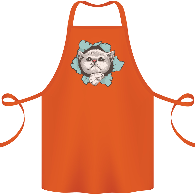 Cat Hole Cotton Apron 100% Organic Orange