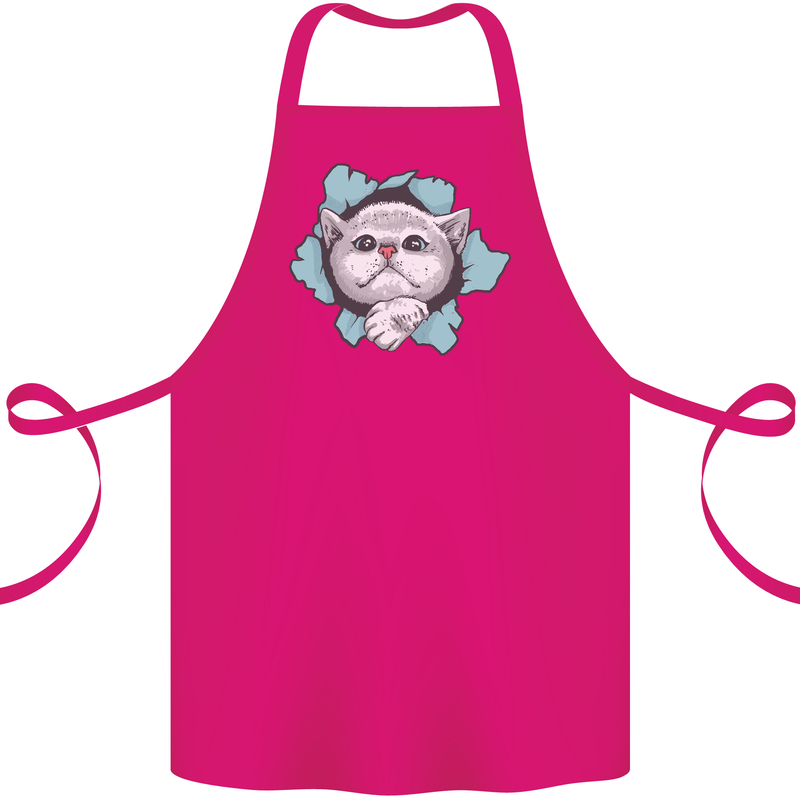Cat Hole Cotton Apron 100% Organic Pink