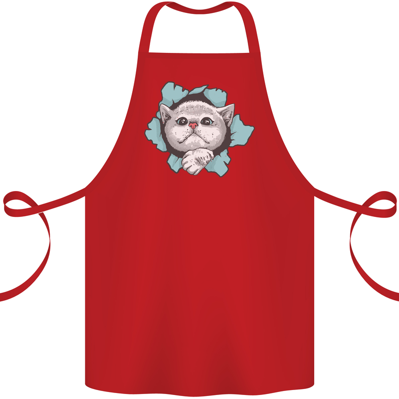 Cat Hole Cotton Apron 100% Organic Red