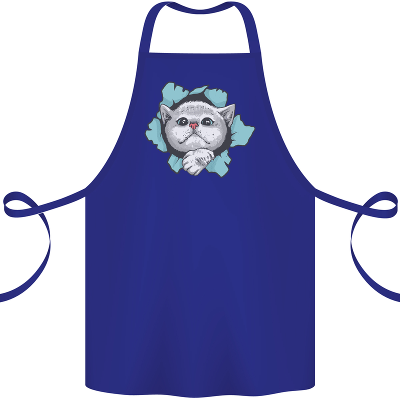 Cat Hole Cotton Apron 100% Organic Royal Blue
