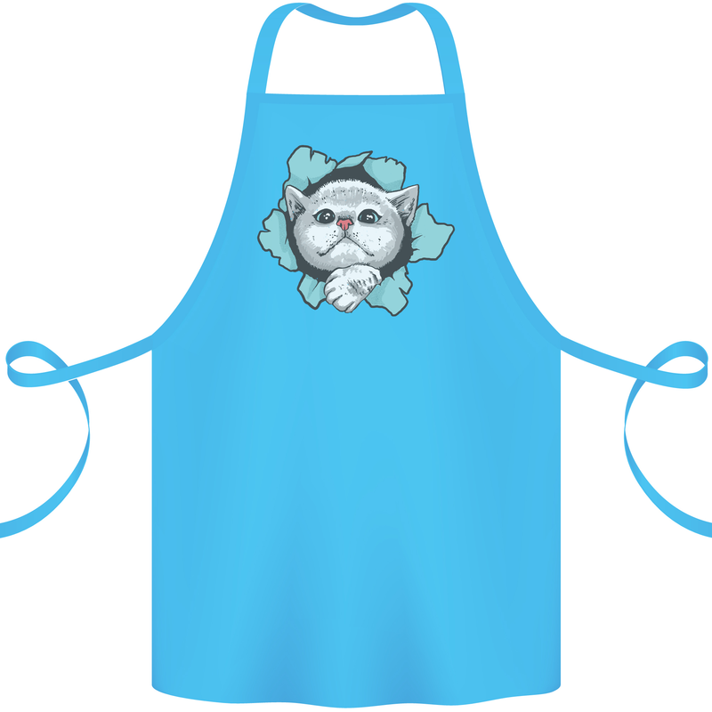 Cat Hole Cotton Apron 100% Organic Turquoise