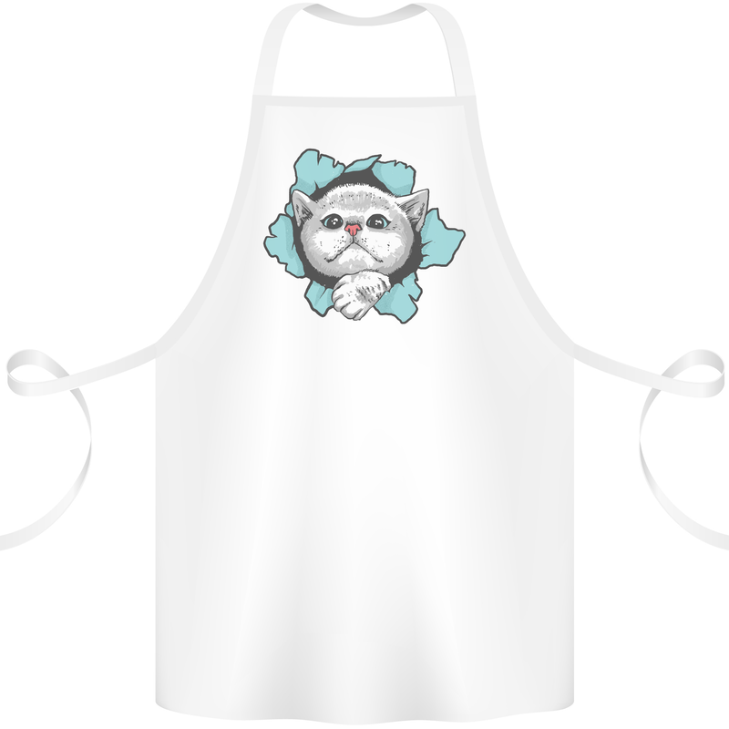 Cat Hole Cotton Apron 100% Organic White