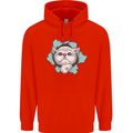 Cat Hole Mens 80% Cotton Hoodie Bright Red