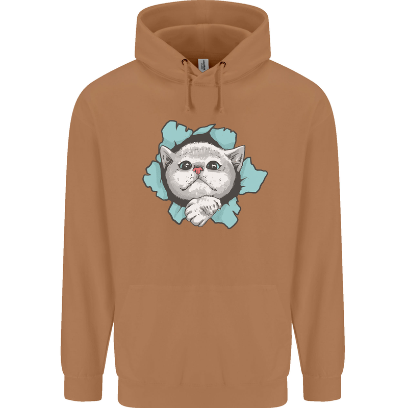 Cat Hole Mens 80% Cotton Hoodie Caramel Latte