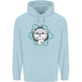 Cat Hole Mens 80% Cotton Hoodie Light Blue