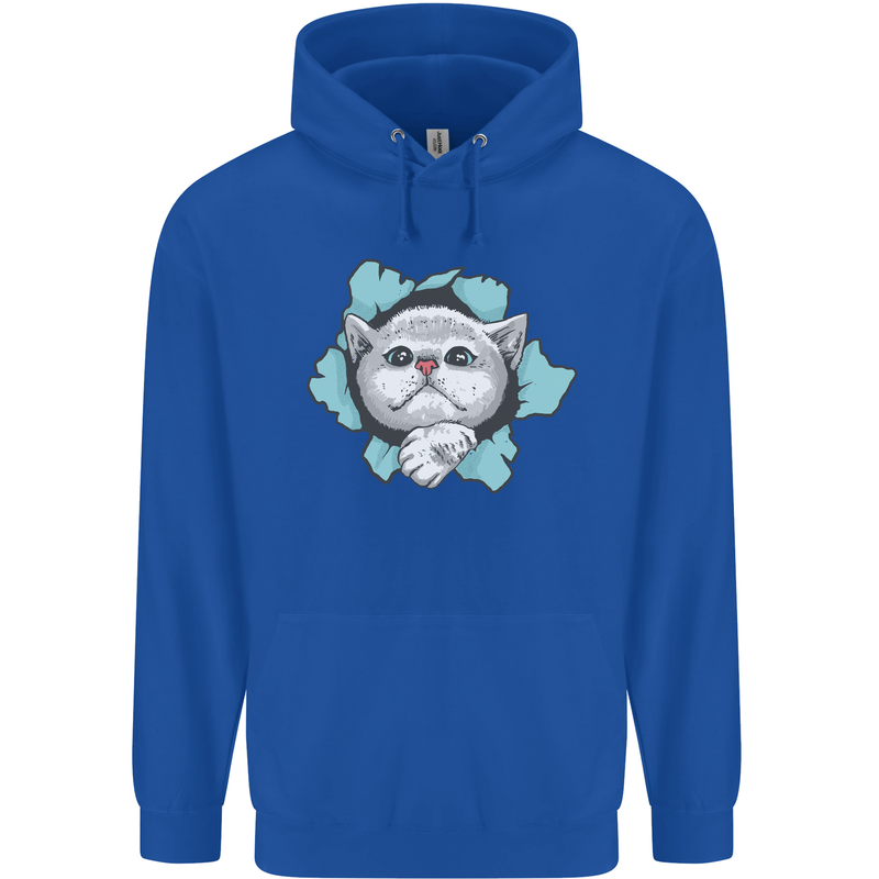 Cat Hole Mens 80% Cotton Hoodie Royal Blue
