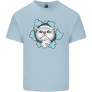 Cat Hole Mens Cotton T-Shirt Tee Top Light Blue
