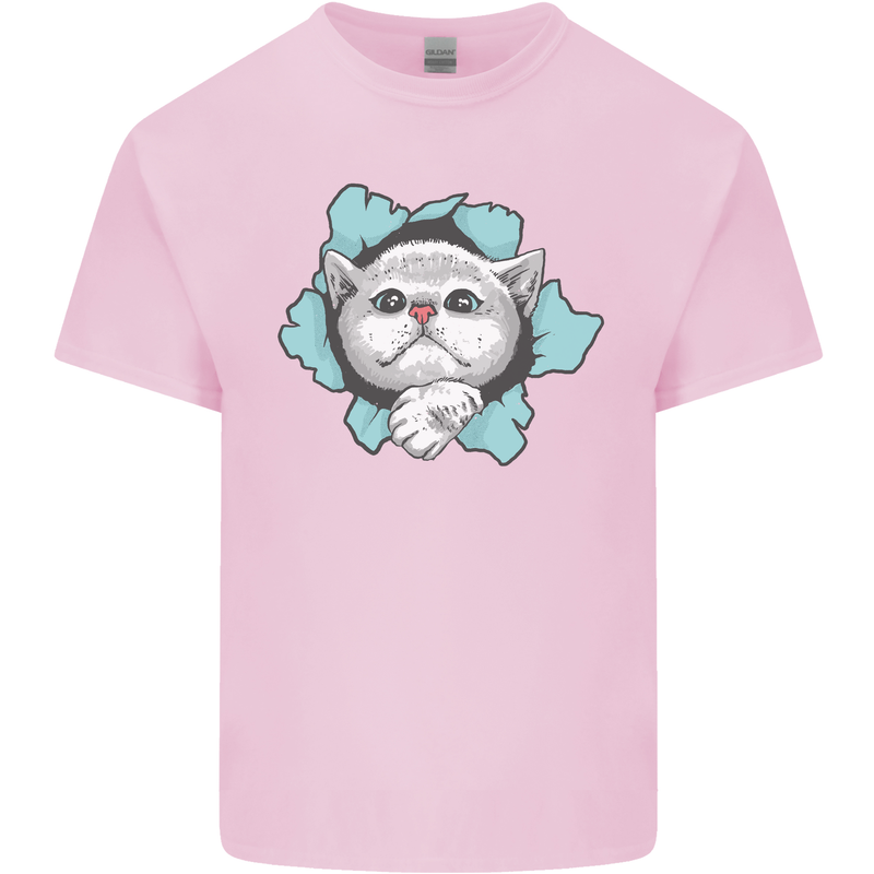 Cat Hole Mens Cotton T-Shirt Tee Top Light Pink