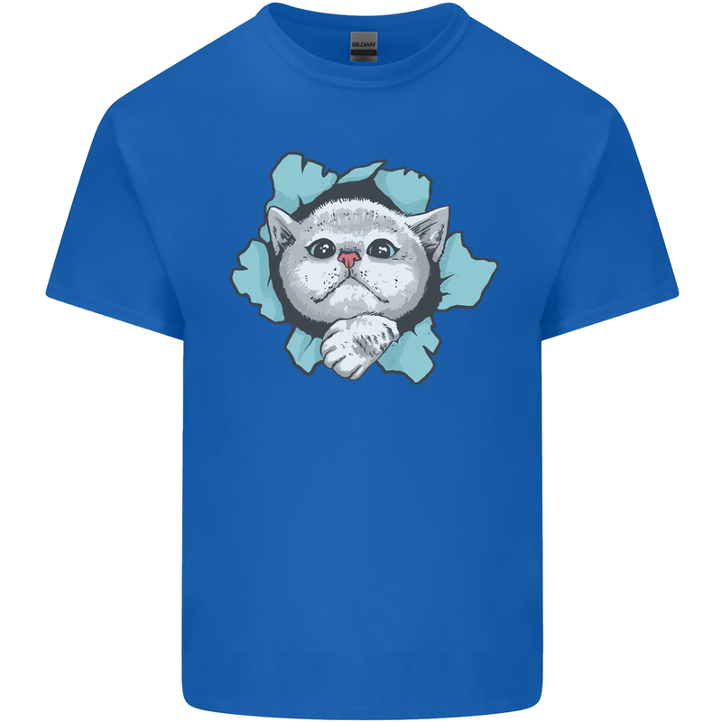 Cat Hole Mens Cotton T-Shirt Tee Top Royal Blue