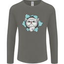 Cat Hole Mens Long Sleeve T-Shirt Charcoal