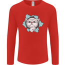 Cat Hole Mens Long Sleeve T-Shirt Red