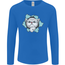 Cat Hole Mens Long Sleeve T-Shirt Royal Blue