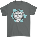 Cat Hole Mens T-Shirt 100% Cotton Charcoal