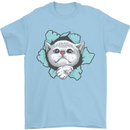 Cat Hole Mens T-Shirt 100% Cotton Light Blue