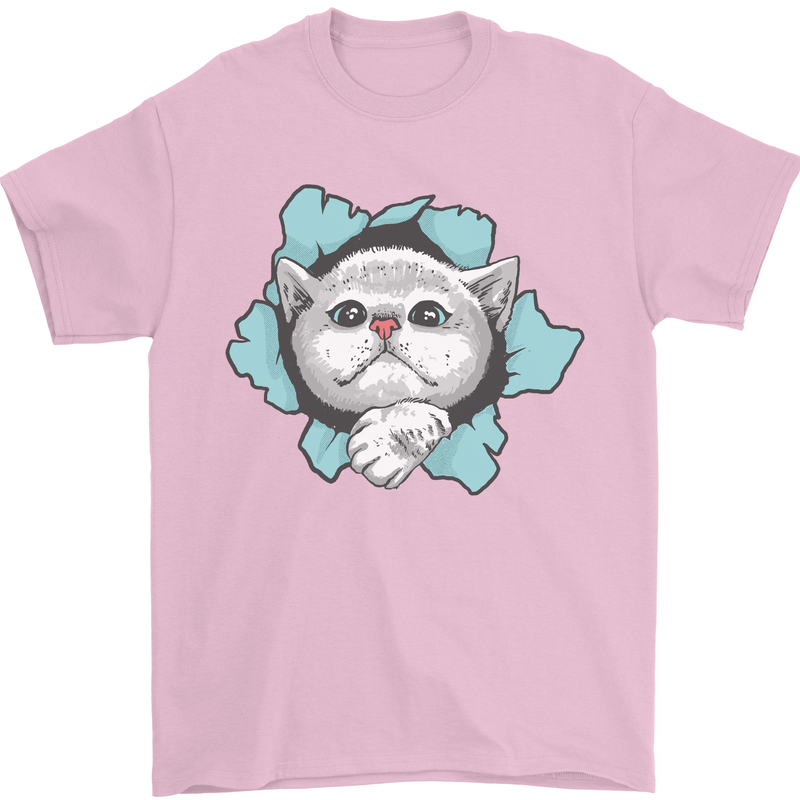 Cat Hole Mens T-Shirt 100% Cotton Light Pink