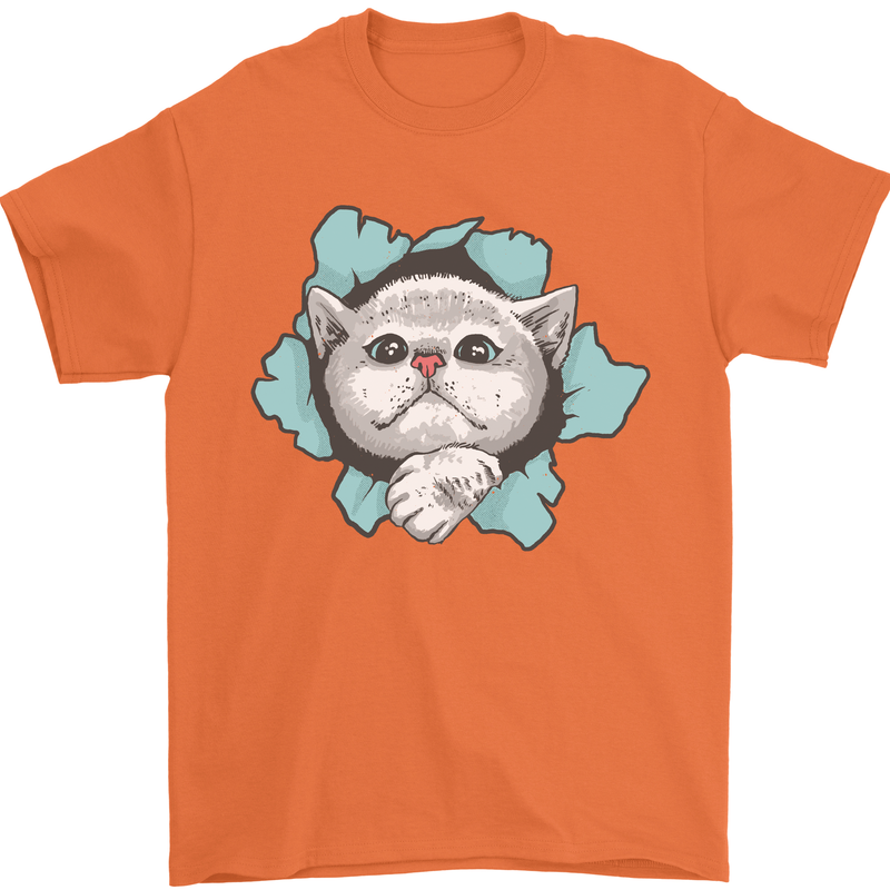 Cat Hole Mens T-Shirt 100% Cotton Orange