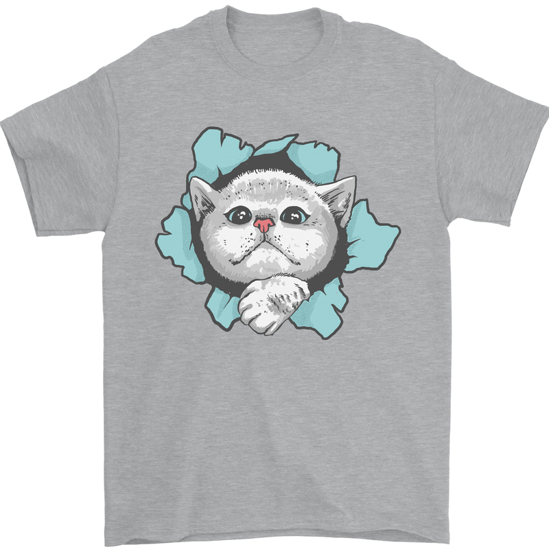 Cat Hole Mens T-Shirt 100% Cotton Sports Grey