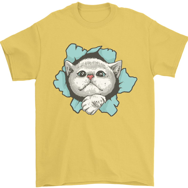 Cat Hole Mens T-Shirt 100% Cotton Yellow