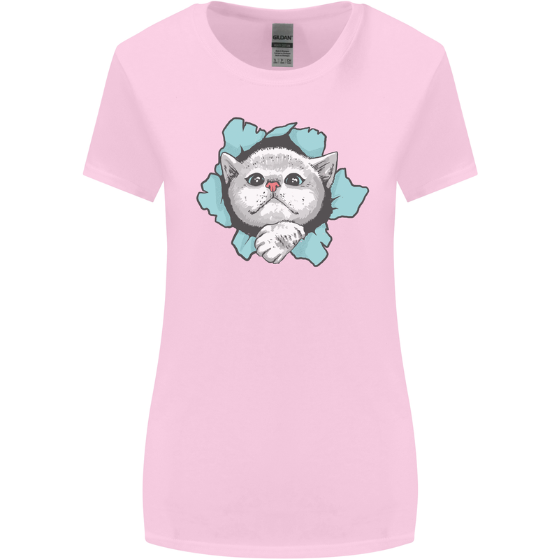 Cat Hole Womens Wider Cut T-Shirt Light Pink