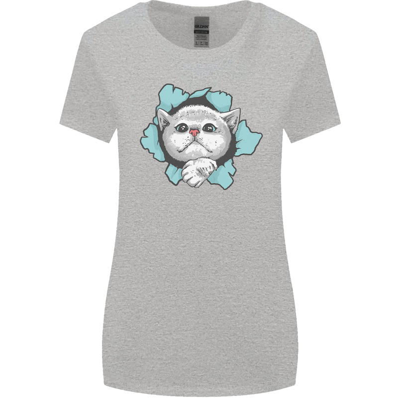 Cat Hole Womens Wider Cut T-Shirt Sports Grey