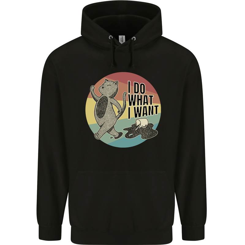 Cat I Do What I Want Funny Coffee Childrens Kids Hoodie Black