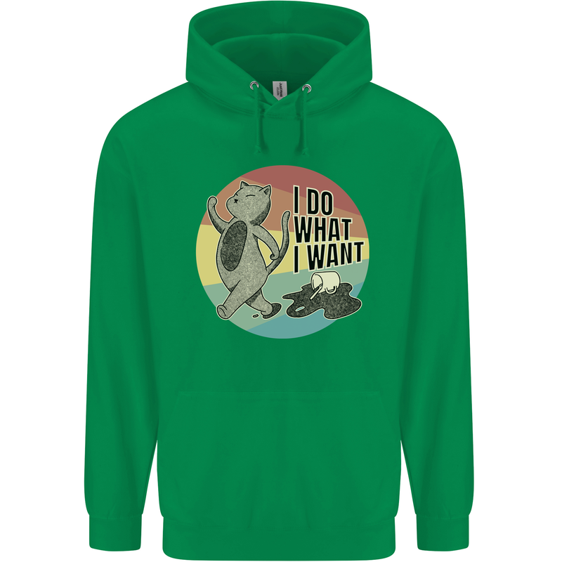 Cat I Do What I Want Funny Coffee Childrens Kids Hoodie Irish Green