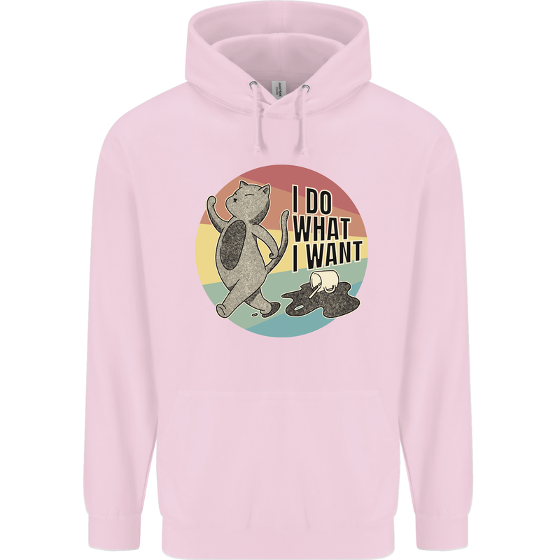 Cat I Do What I Want Funny Coffee Childrens Kids Hoodie Light Pink