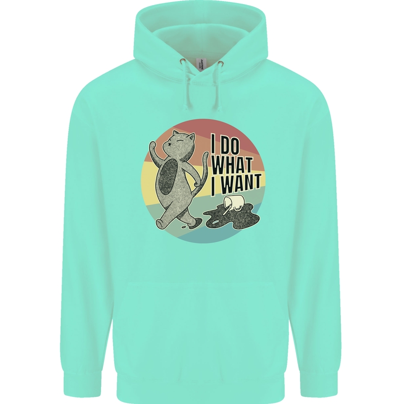 Cat I Do What I Want Funny Coffee Childrens Kids Hoodie Peppermint