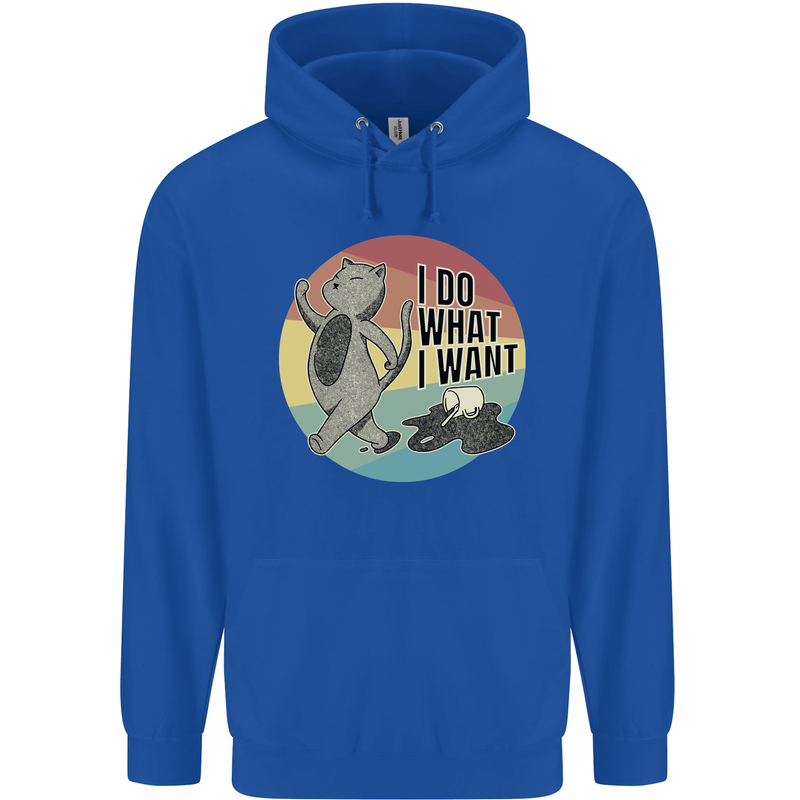 Cat I Do What I Want Funny Coffee Childrens Kids Hoodie Royal Blue