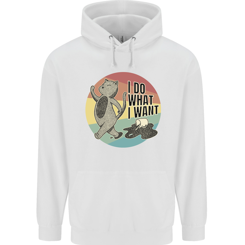 Cat I Do What I Want Funny Coffee Childrens Kids Hoodie White