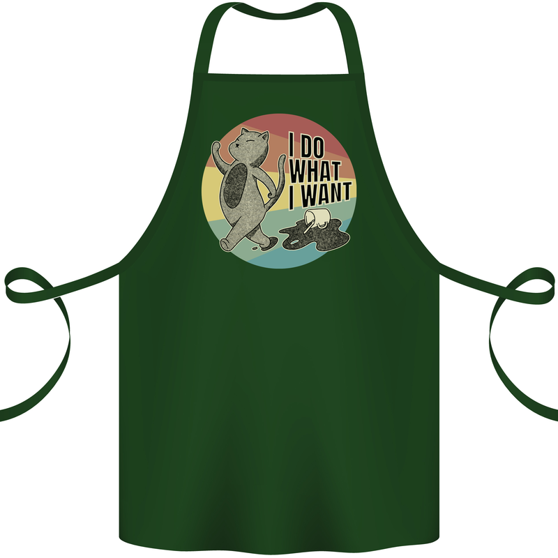 Cat I Do What I Want Funny Coffee Cotton Apron 100% Organic Forest Green
